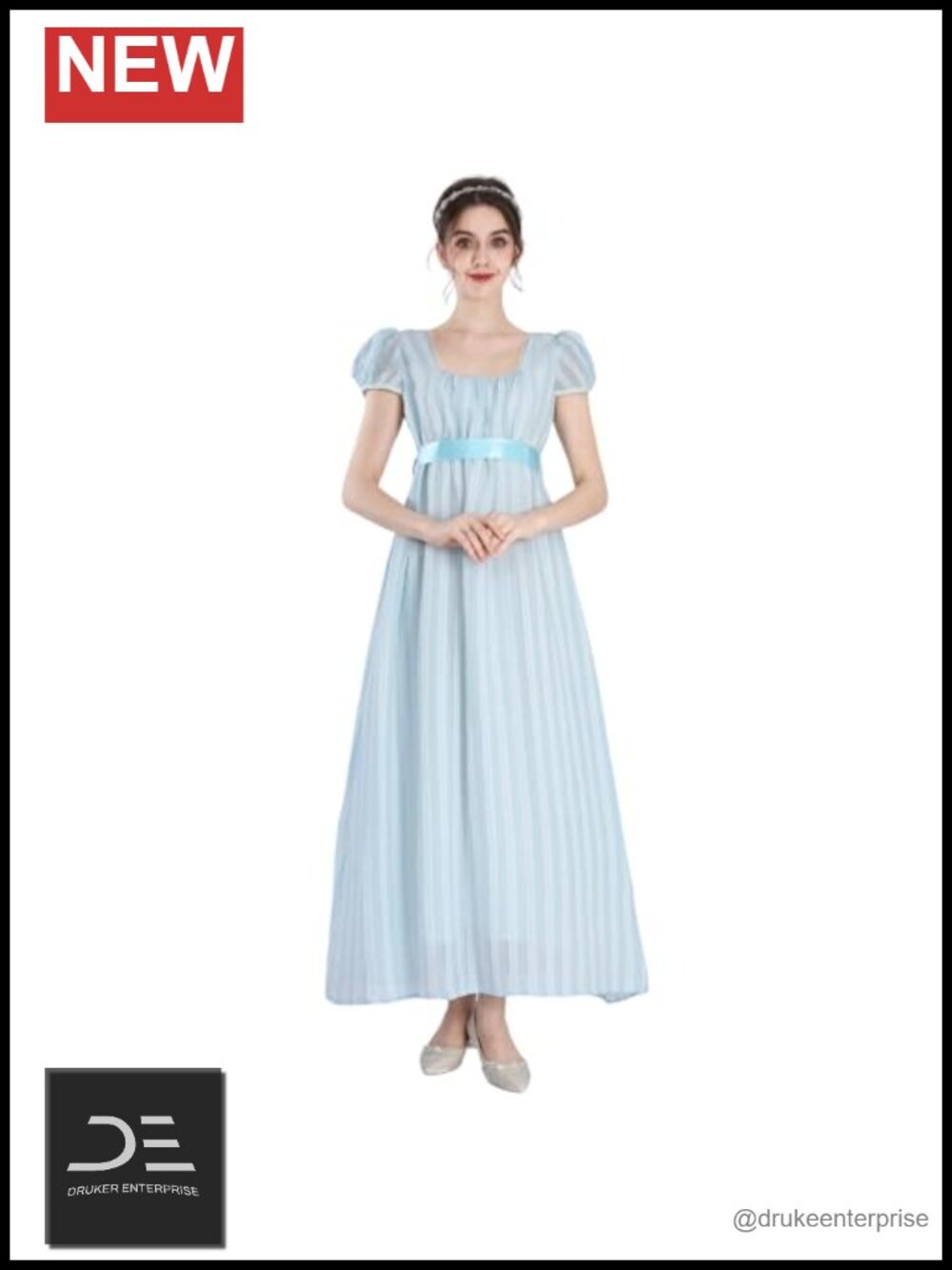 Regency Puff Sleeve Empire Waist Tea Party Gown